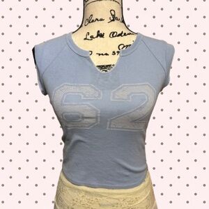 Light Blue #62 Jersey Cropped Sleevless top - Urban Outfitters